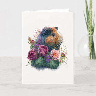 Cartes Pour Fêtes Annuelles Cochon de Guinée mignonne en fleur magenta Saint-V