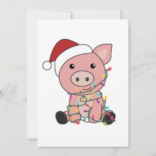 Cartes Pour Fêtes Annuelles Cochon Noël Neige Animaux d'hiver Cochons