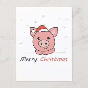 Cartes Pour Fêtes Annuelles Cochon Noël Neige Animaux d'hiver Cochons