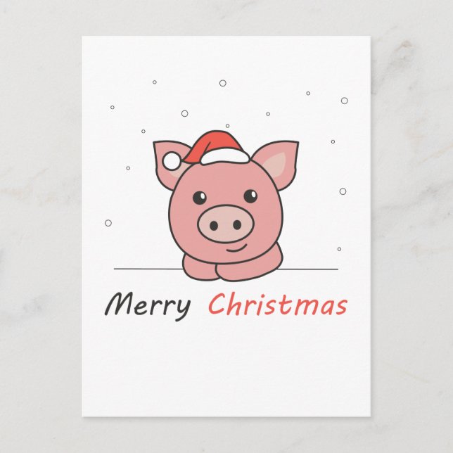 Cartes Pour Fêtes Annuelles Cochon Noël Neige Animaux d'hiver Cochons (Devant)