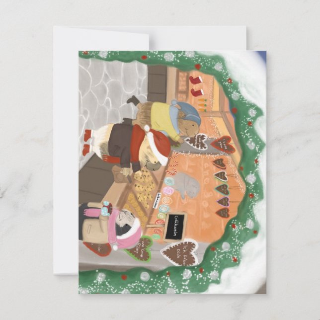 Cartes Pour Fêtes Annuelles Cochons d'Inde au marché de Noël (Devant)