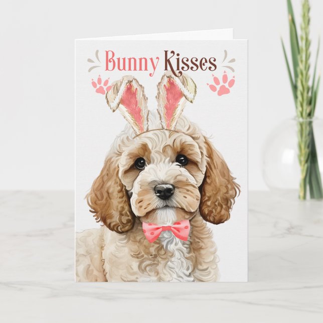 Cartes Pour Fêtes Annuelles Cockapoo Dog in Bunny Ears for Easter (Devant)
