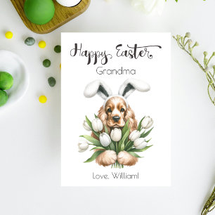 Cartes Pour Fêtes Annuelles Cocker Spaniel Avec Des Oreilles De Lapin Joyeux P