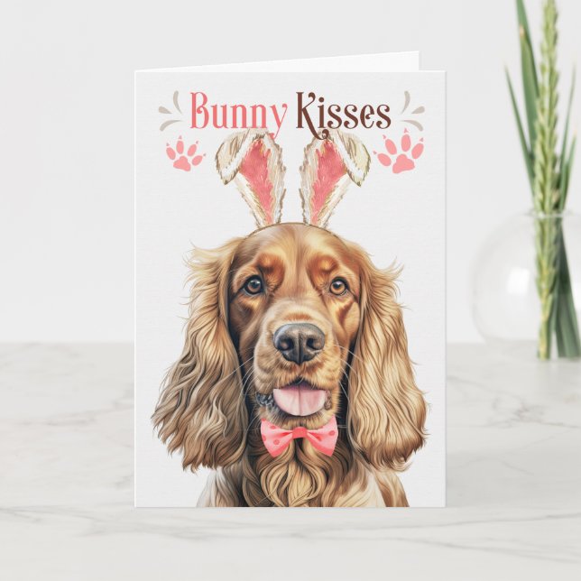 Cartes Pour Fêtes Annuelles Cocker Spaniel Chien dans Bunny Ears pour Pâques (Devant)