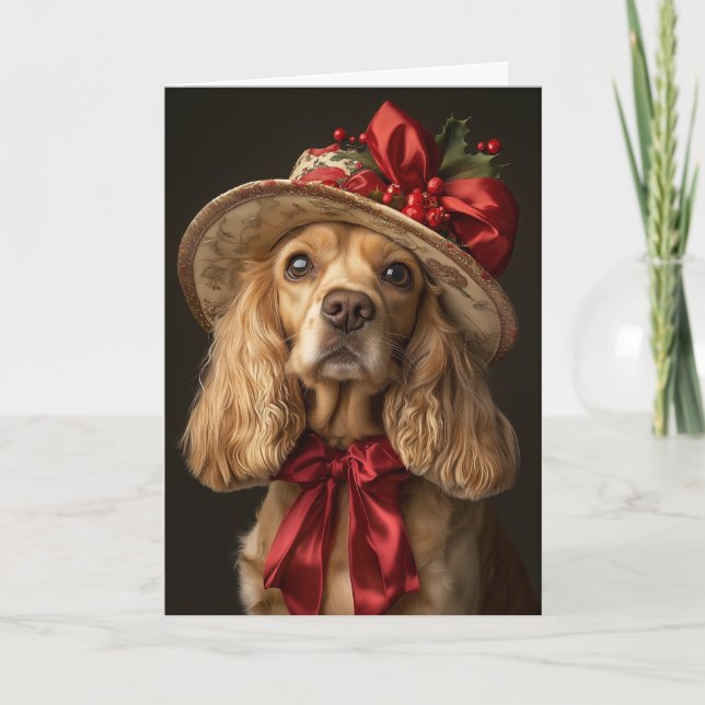 Cartes Pour Fêtes Annuelles Cocker victorien Noël espagnol (Devant)