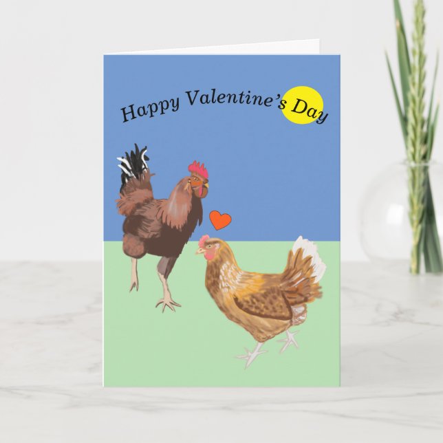 Cartes Pour Fêtes Annuelles Cockerel et poulet Drôle Valentine (Devant)