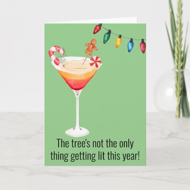 Cartes Pour Fêtes Annuelles Cocktail amusant Boire Aquarelle (Devant)
