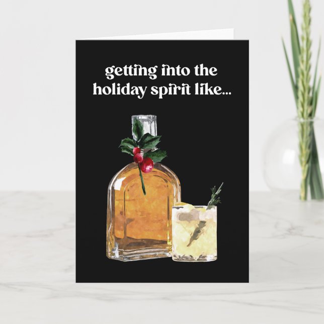 Cartes Pour Fêtes Annuelles Cocktail d'aquarelle au Whiskey Spirit (Devant)