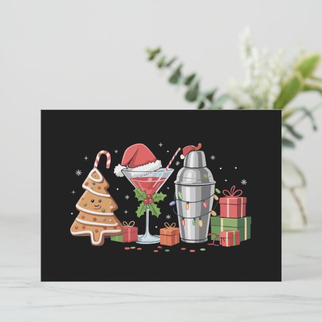 Cartes Pour Fêtes Annuelles Cocktail de Noël Espresso Martini Fête de Boisson (Debout devant)