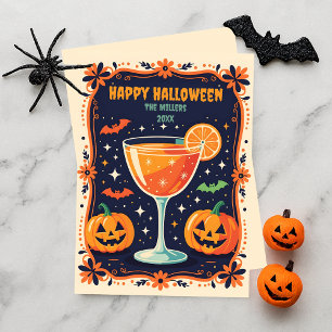Cartes Pour Fêtes Annuelles Cocktail Rétro Magie de Minuit Halloween Effrayant