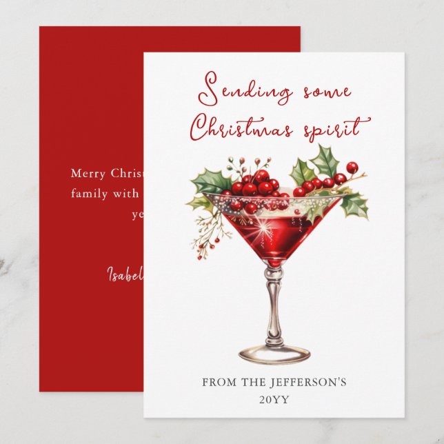 Cartes Pour Fêtes Annuelles Cocktail rouge Christmas Spirit (Devant / Derrière)