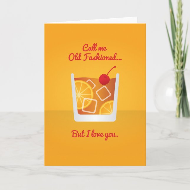 Cartes Pour Fêtes Annuelles Cocktail Valentine : Appelez-moi Old Fashioned (Devant)