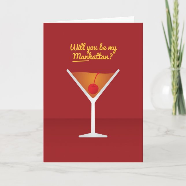 Cartes Pour Fêtes Annuelles Cocktail Valentine : Serez-vous mon MANhattan ? (Devant)