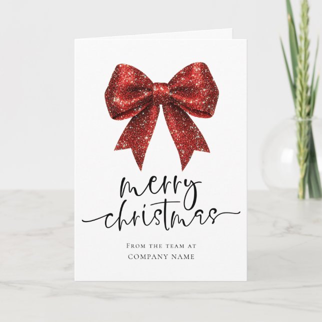 Cartes Pour Fêtes Annuelles Code QR du logo Red Bow Corporate Joyeux Noël (Devant)