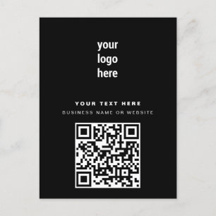 Cartes Pour Fêtes Annuelles Code QR Logo d'entreprise minimaliste moderne noir
