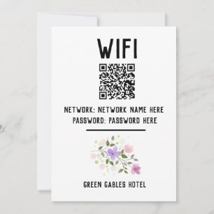 Cartes Pour Fêtes Annuelles Code WiFi avec code QR et conception florale