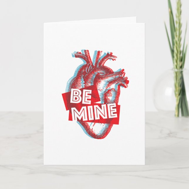 Cartes Pour Fêtes Annuelles Cœur 3D. Soyez à moi. (Devant)