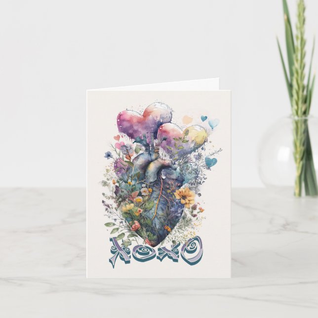 Cartes Pour Fêtes Annuelles Coeur aquarelle (Devant)