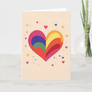 Cartes Pour Fêtes Annuelles Coeur arc en ciel coloré