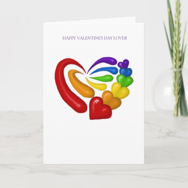 Cartes Pour Fêtes Annuelles coeur arc-en-ciel, HAPPY VALENTINES DAME LOVER (Devant)