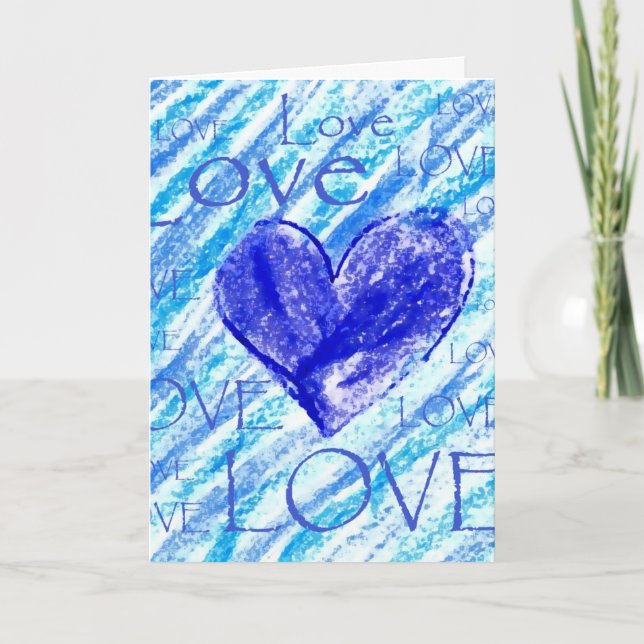 Cartes Pour Fêtes Annuelles Coeur bleu (Devant)