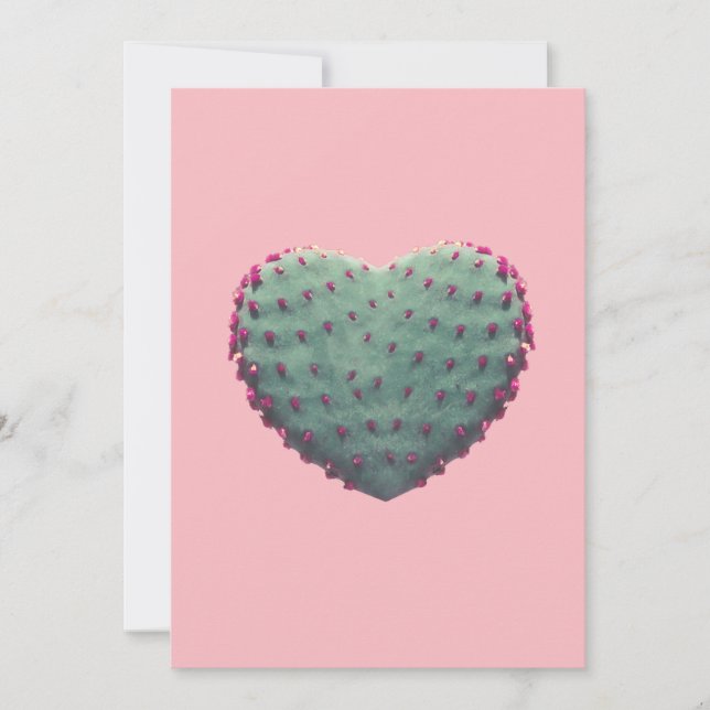 Cartes Pour Fêtes Annuelles Coeur Cactus (Devant)