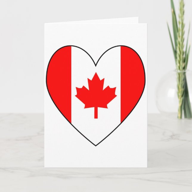 Cartes Pour Fêtes Annuelles Coeur canadien Valentine de drapeau (Devant)