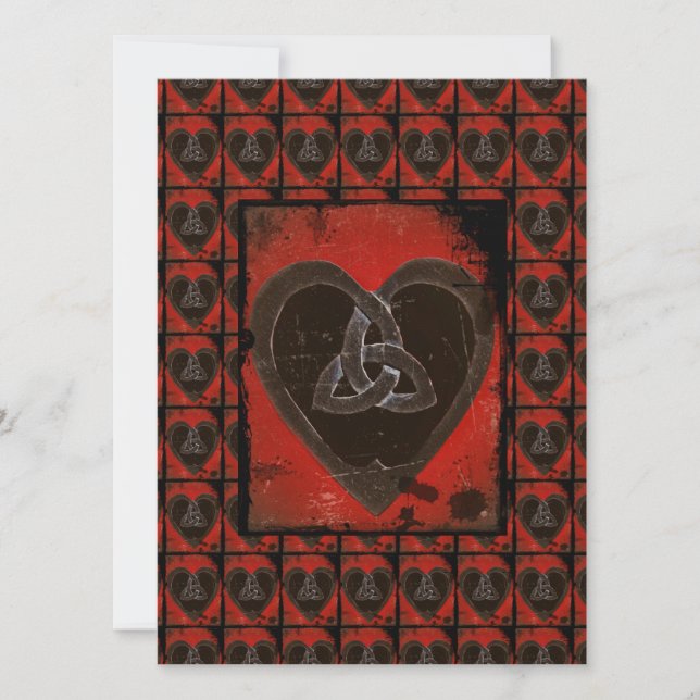 Cartes Pour Fêtes Annuelles Coeur celtique rouge foncé en détresse (Devant)