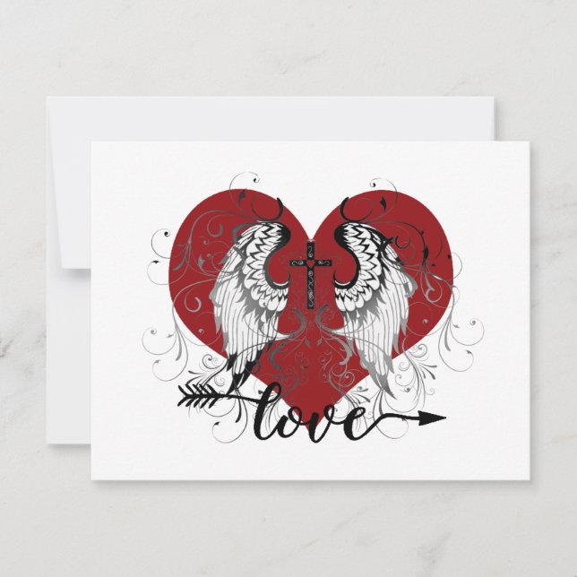 Cartes Pour Fêtes Annuelles Coeur d'amour et croix valentine (Devant)