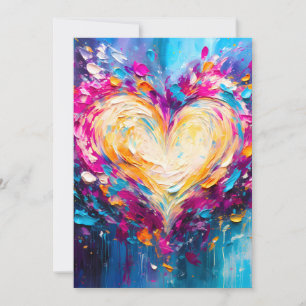 Cartes Pour Fêtes Annuelles Cœur d'amour moderne abstrait coloré