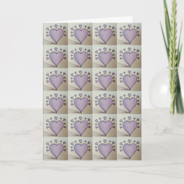 Cartes Pour Fêtes Annuelles coeur d'amour romantique et petit coeur pourpre (Devant)