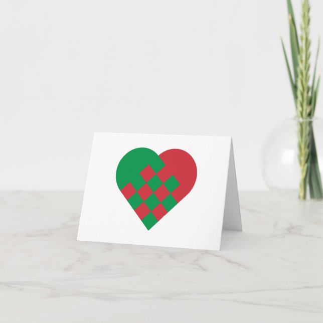 Cartes Pour Fêtes Annuelles Coeur danois vert rouge (Devant)