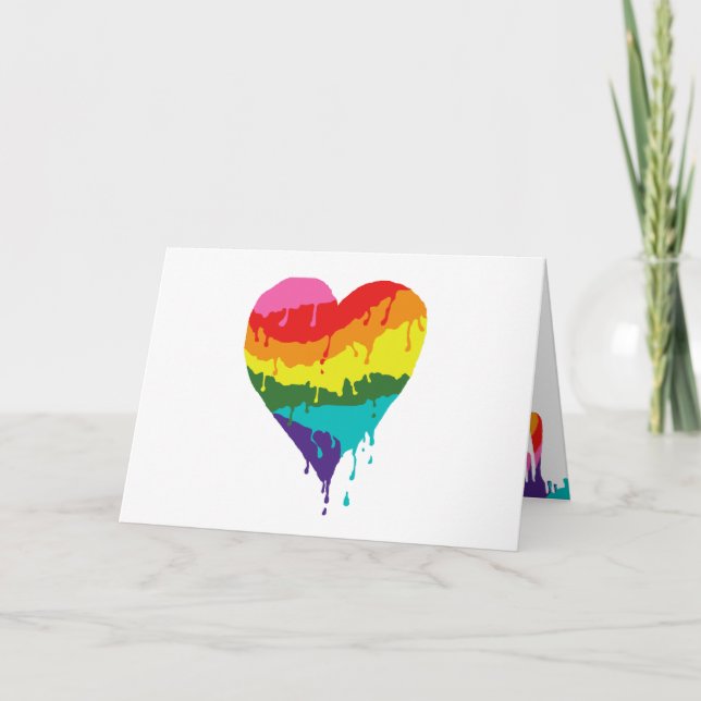 Cartes Pour Fêtes Annuelles Coeur d'arc-en-ciel (Devant)