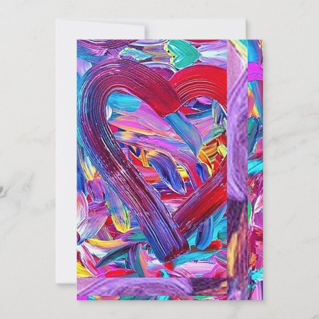 Cartes Pour Fêtes Annuelles Cœur d'art peint, Beaux-arts    (Devant)