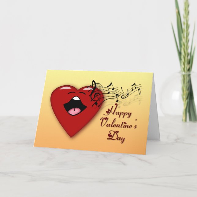 Cartes Pour Fêtes Annuelles Coeur de chant Valentine Holiday Card (Devant)