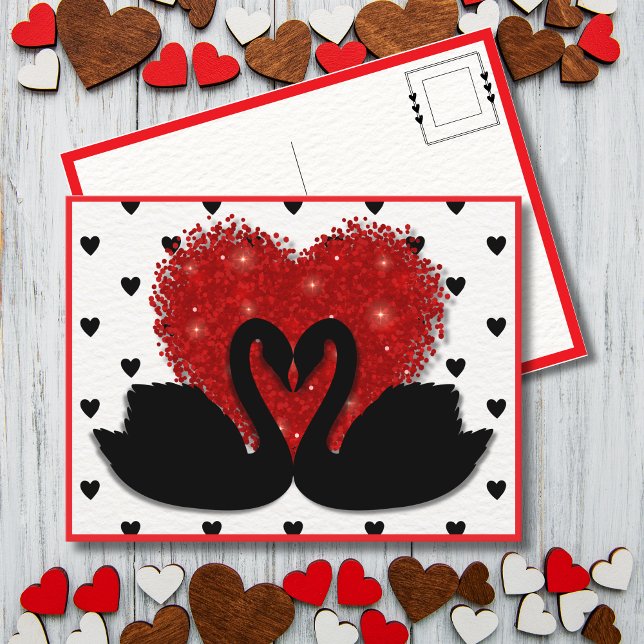 Cartes Pour Fêtes Annuelles Coeur de cygne romantique Saint-Valentin (Two hearts. One feeling. No extras.)