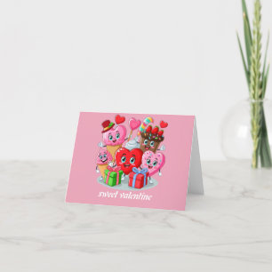 Cartes Pour Fêtes Annuelles Cœur de dessin animé et amis doux pour la Saint-Va