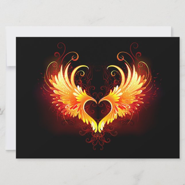 Cartes Pour Fêtes Annuelles Coeur de feu ange avec ailes (Devant)