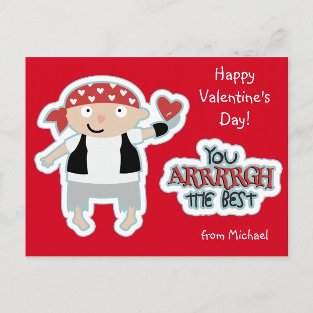 Cartes Pour Fêtes Annuelles Coeur de pirate de Valentine (Devant)