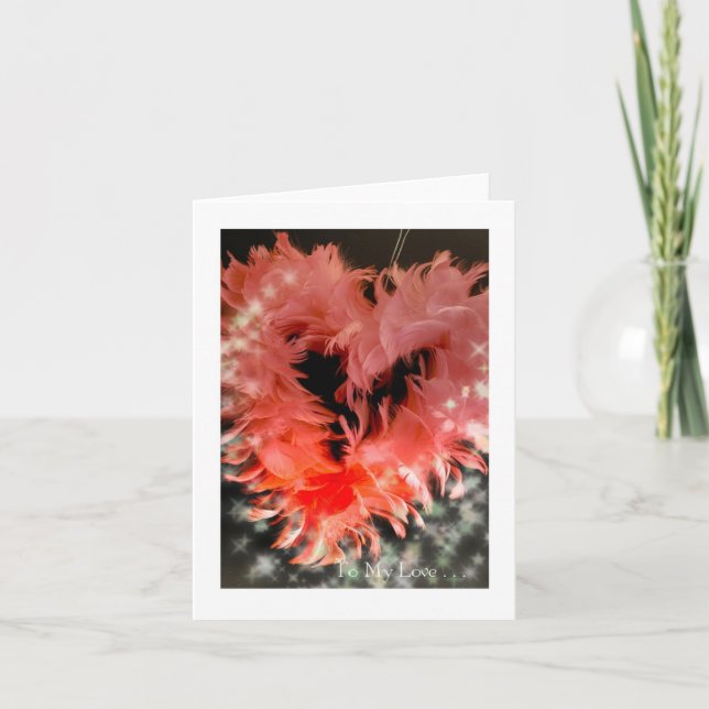 Cartes Pour Fêtes Annuelles Coeur de Saint-Valentin : Plumes rouges sur #1 (Devant)
