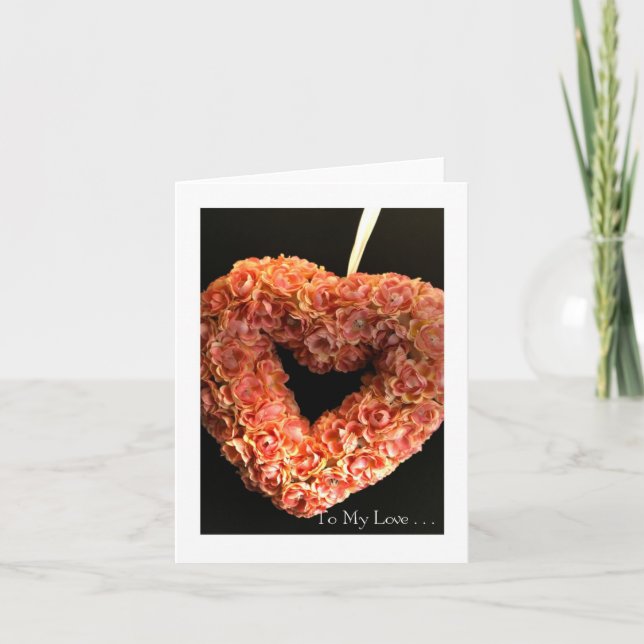 Cartes Pour Fêtes Annuelles Coeur de Saint-Valentin : Rose dans #4 noir (Devant)