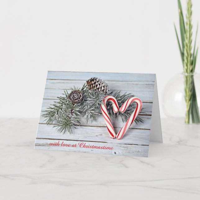 Cartes Pour Fêtes Annuelles Coeur de sucre de canne de Noël (Devant)