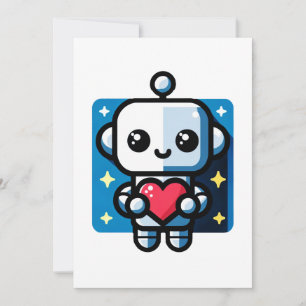 Cartes Pour Fêtes Annuelles Coeur de tenue de robot mignon - Amour adorable et