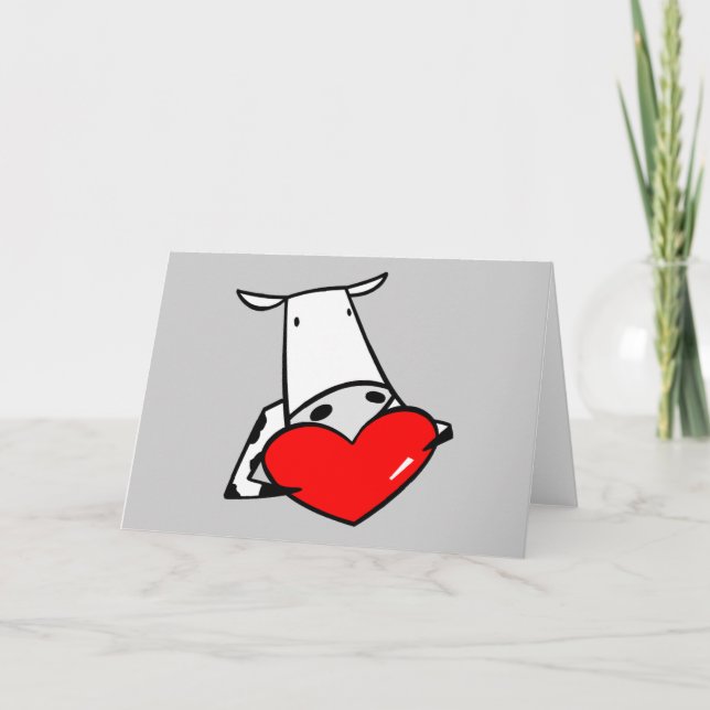 Cartes Pour Fêtes Annuelles Coeur de vache Valentine I Love Cows (Devant)