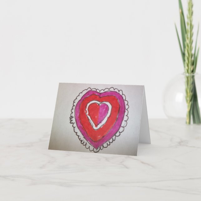 Cartes Pour Fêtes Annuelles Coeur de Valentine - à l'encre (Devant)