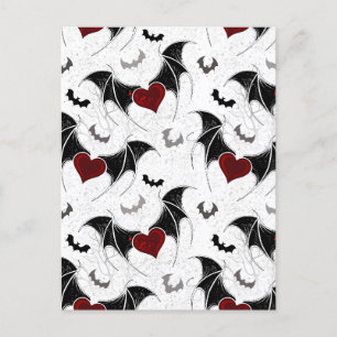 Cartes Pour Fêtes Annuelles Coeur d'Halloween avec ailes de chauve-souris noir