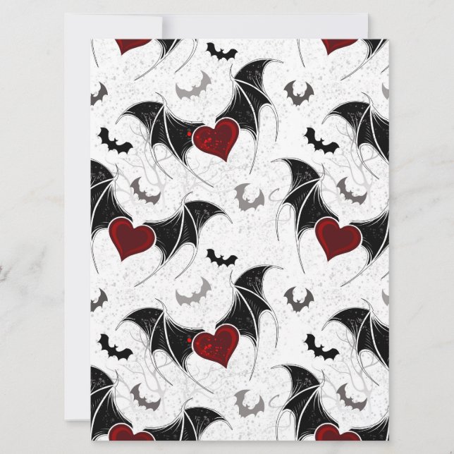 Cartes Pour Fêtes Annuelles Cœur d'Halloween avec des ailes de chauve-souris n (Devant)