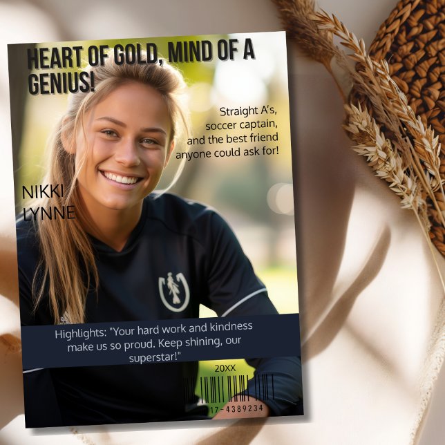 Cartes Pour Fêtes Annuelles Coeur d'or, esprit d'un génie hommage étudiant (Heart of Gold, Mind of a Genius Student tribute Holiday Card)