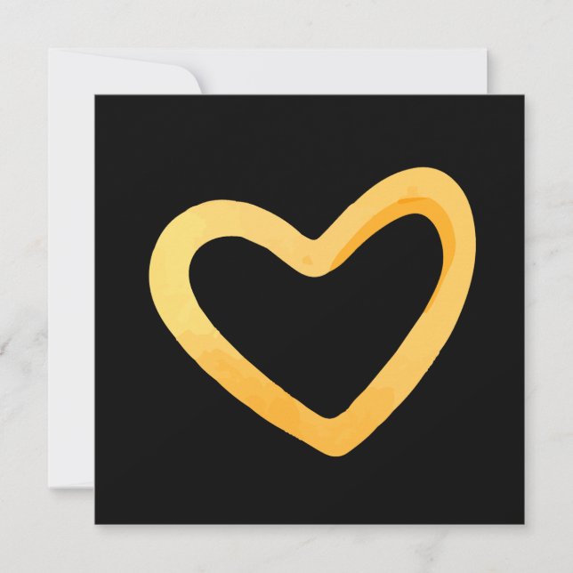 Cartes Pour Fêtes Annuelles Cœur doré sur fond noir (Devant)
