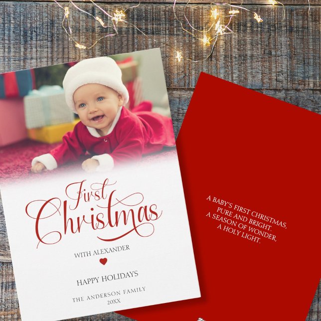 Cartes Pour Fêtes Annuelles Coeur du premier script photo de Noël (Créateur téléchargé)